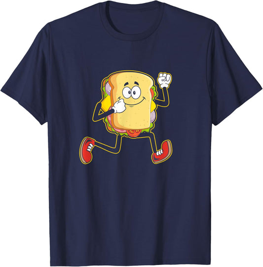Sandwich Day making Cardio, Foodie Fast Food Running T-Shirt - T-Shirt | Navy