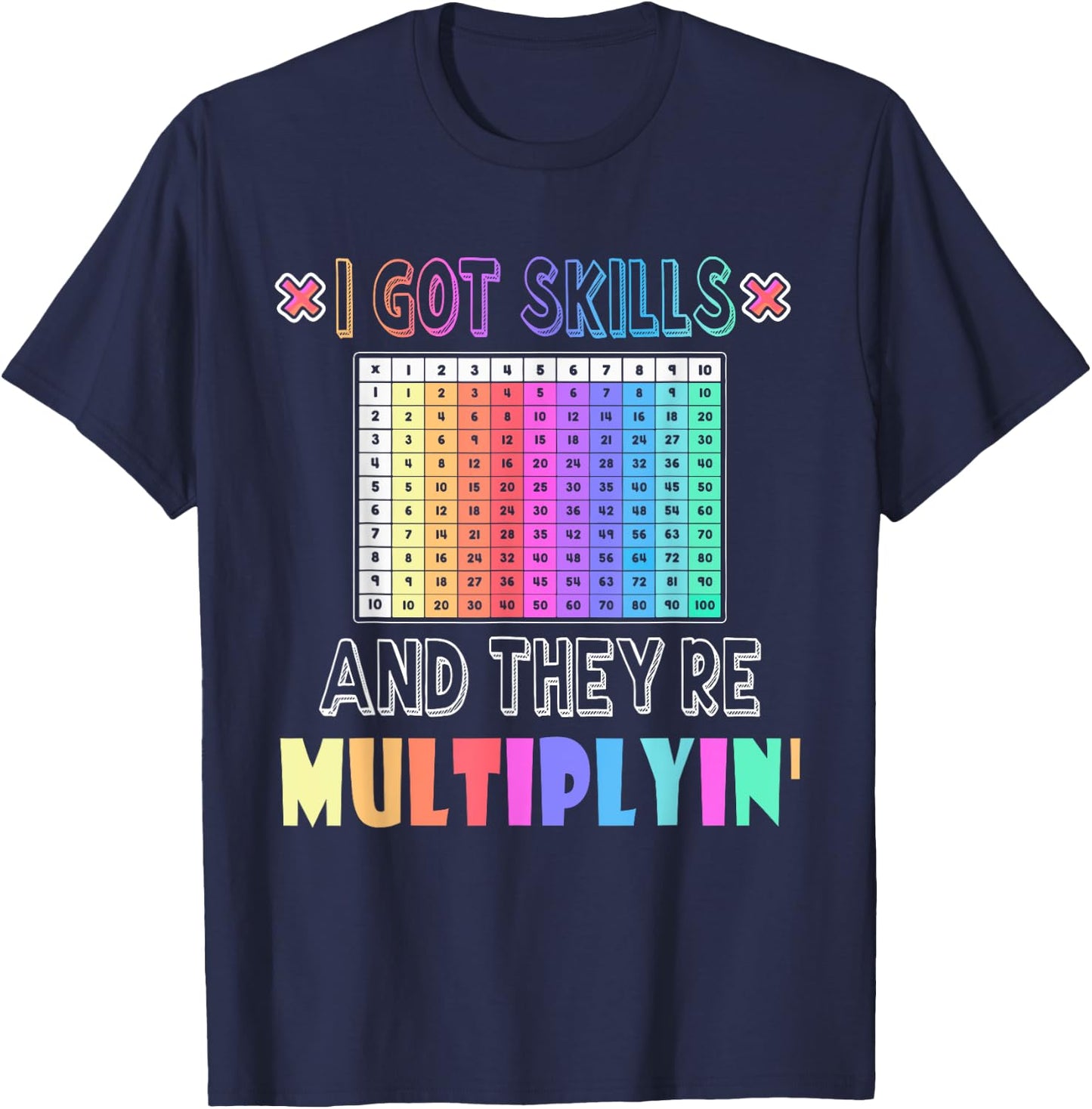 I Got Skills They're Multiplying Funny Math Teacher Women T-Shirt - T-Shirt | Navy