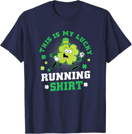 Cute Shamrock Running St Patricks Day Lucky Running Team T-Shirt - T-Shirt | Navy