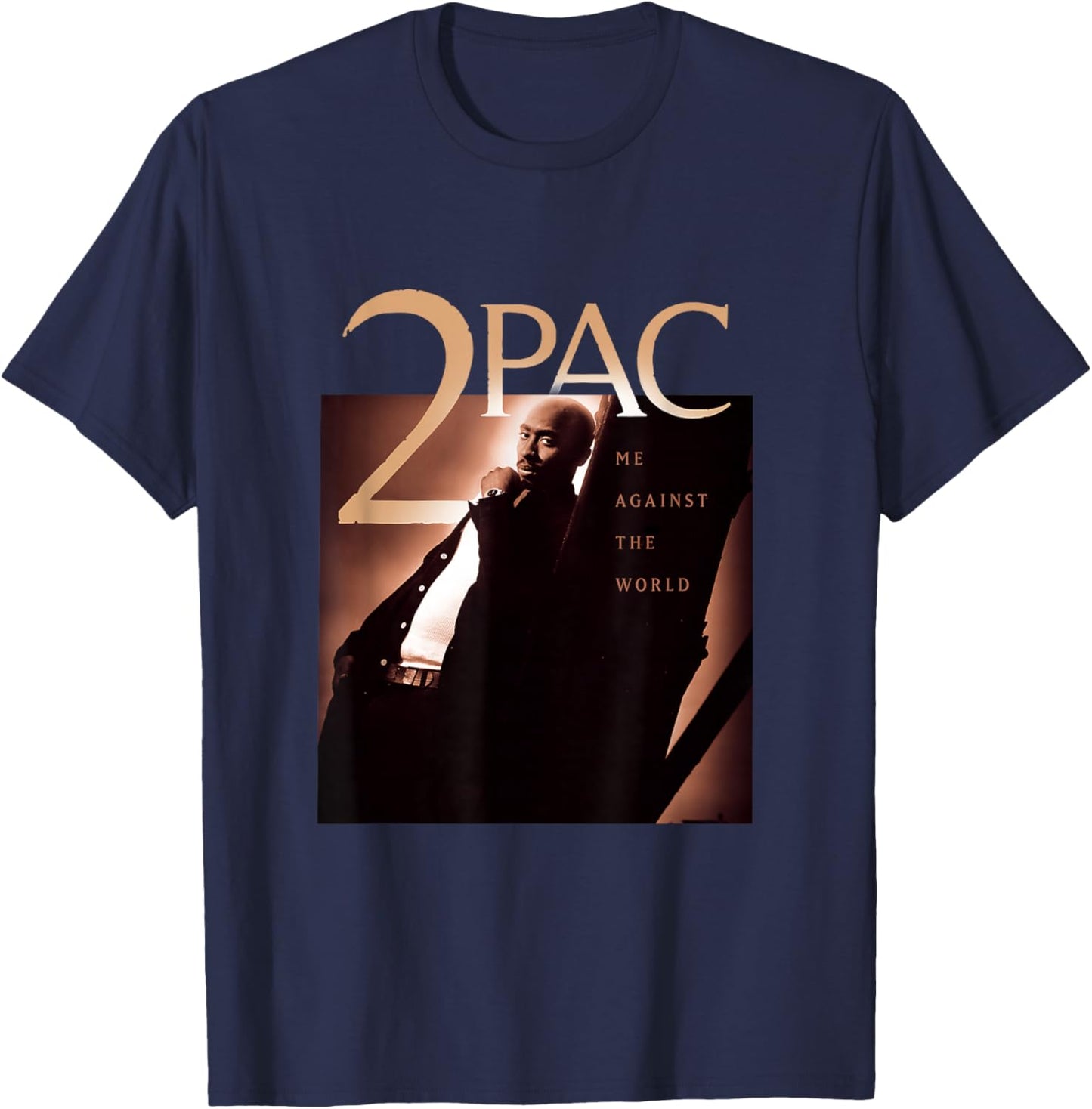 TUPAC SHAKUR Me Against The World Adult Black Cotton 100% Short Sleeve Classic Fit Small T-Shirt - T-Shirt | Navy