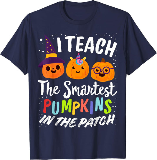 I Teach The Smartest Pumpkins The Patch Teacher Fall Season Women Kids T-Shirt - T-Shirt | Navy