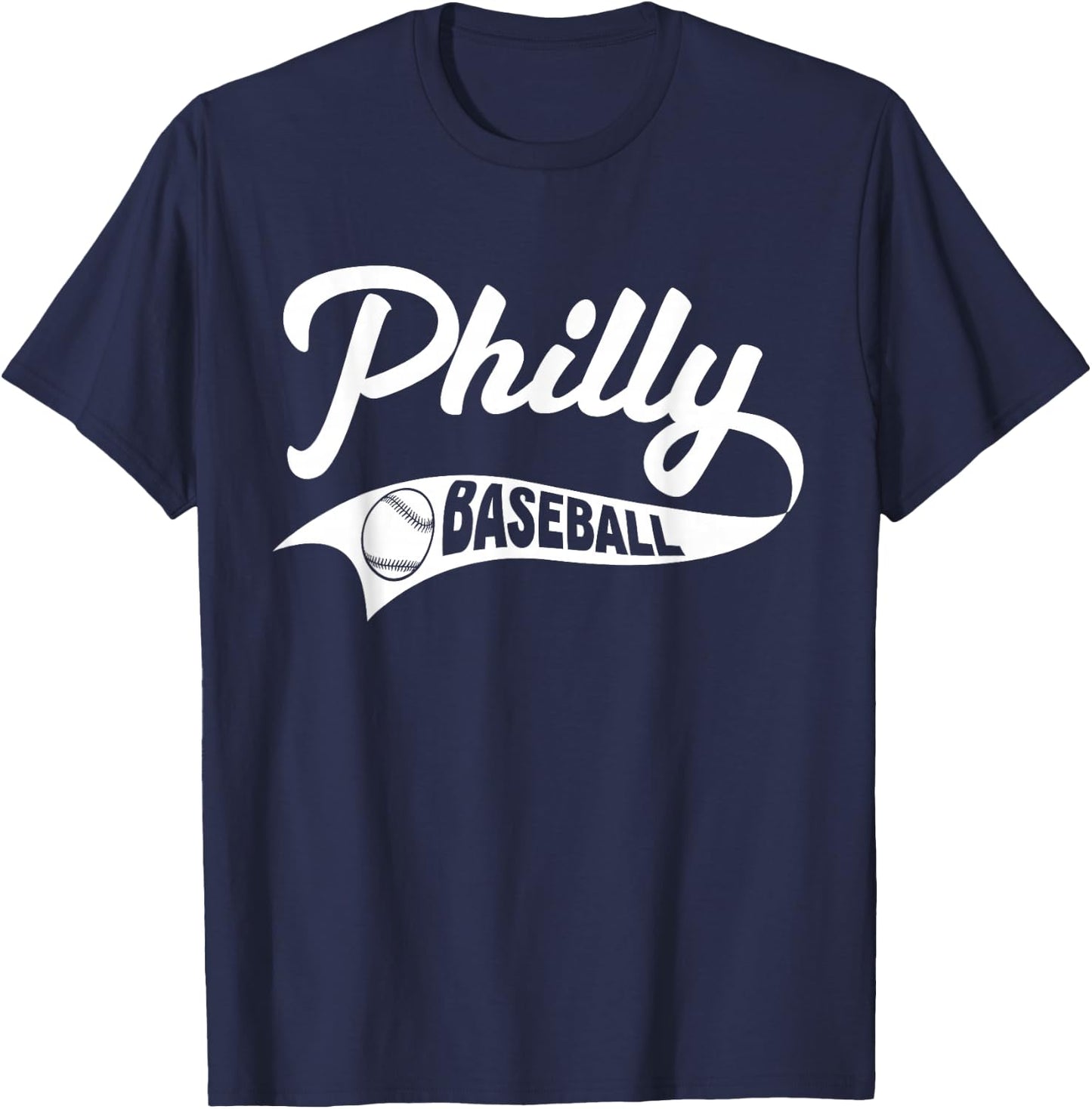 Retro Philadelphia Baseball Vintage Philly Swoosh Funny T-Shirt - T-Shirt | Navy