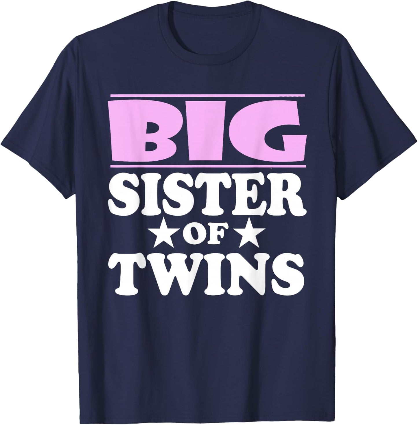 Big Sister of Twins Announcement Gift T-Shirt - T-Shirt | Navy