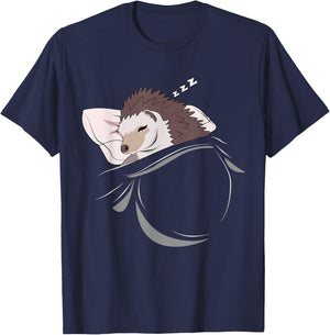 Hedgehog Sleeping Animal Pajamas Nap PJs Outfit Hedgehog T-Shirt - T-Shirt | Navy