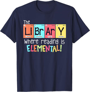 The library where reading is elemental T-Shirt - T-Shirt | Navy