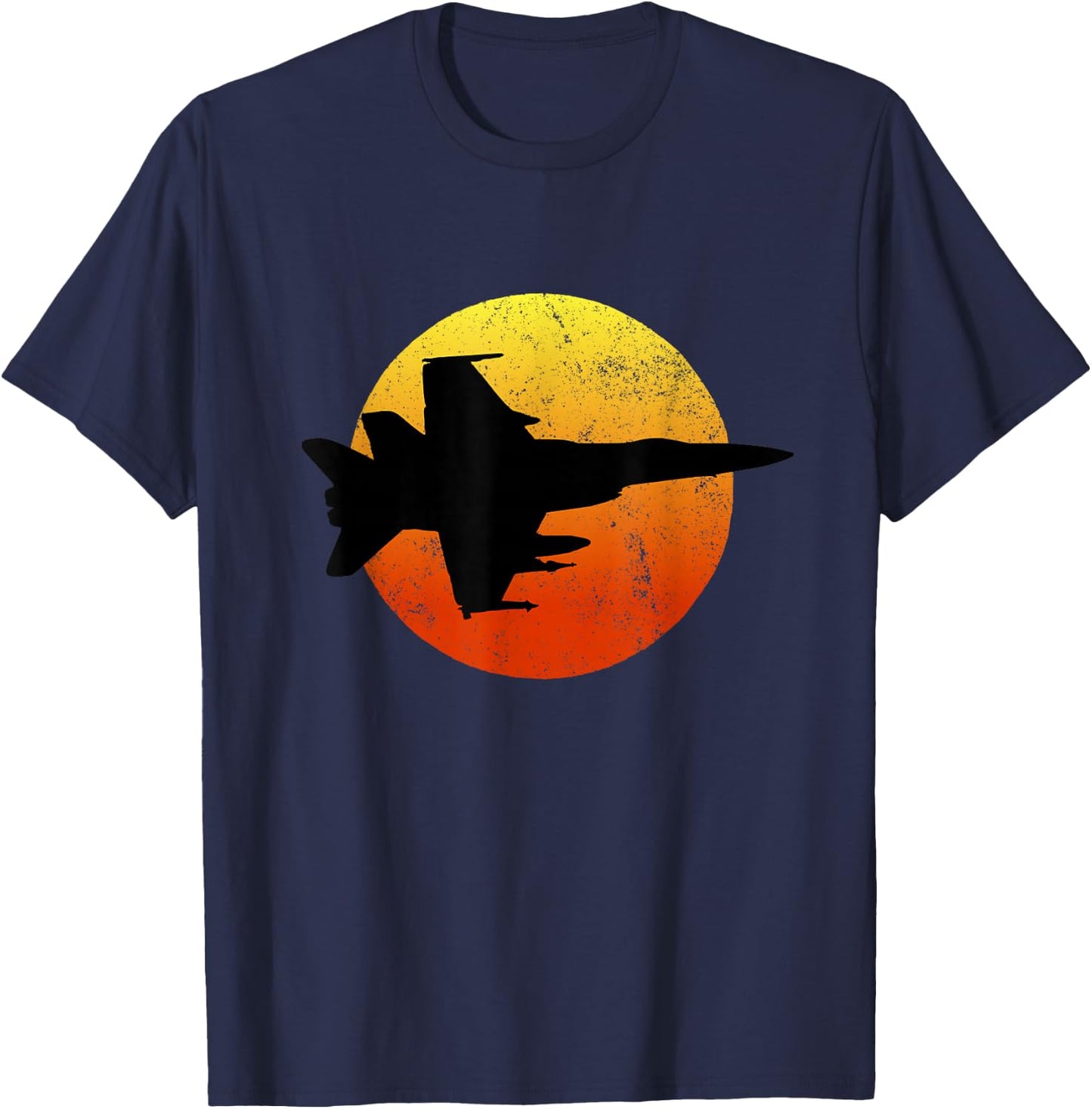 F-18 Hornet Silhouette Sunset Flying F18 T-Shirt - T-Shirt | Navy