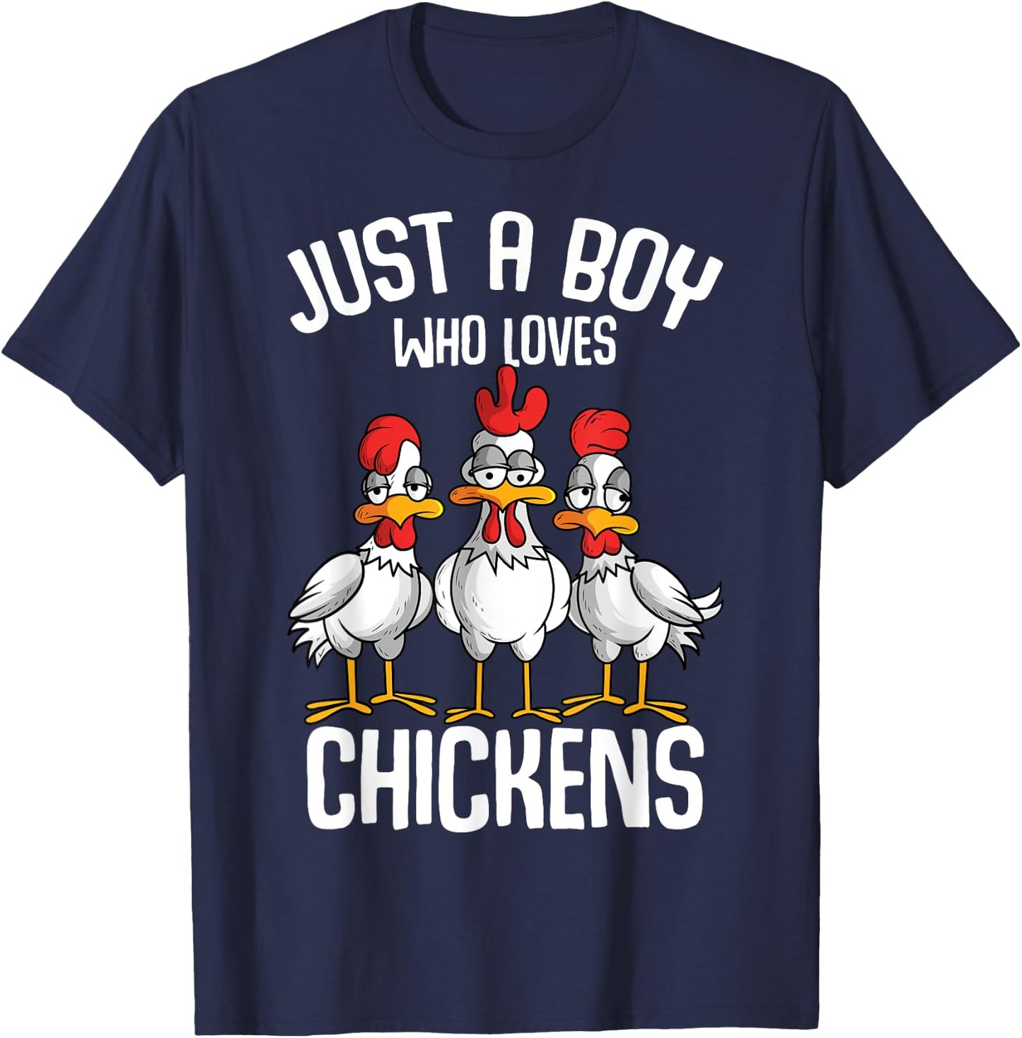 Just a Boy who loves Chickens Boys Kids T-Shirt - T-Shirt | Navy