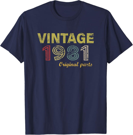 Vintage 1981 Cool 45 Year Old Bday Men Women 45th Birthday T-Shirt - T-Shirt | Navy