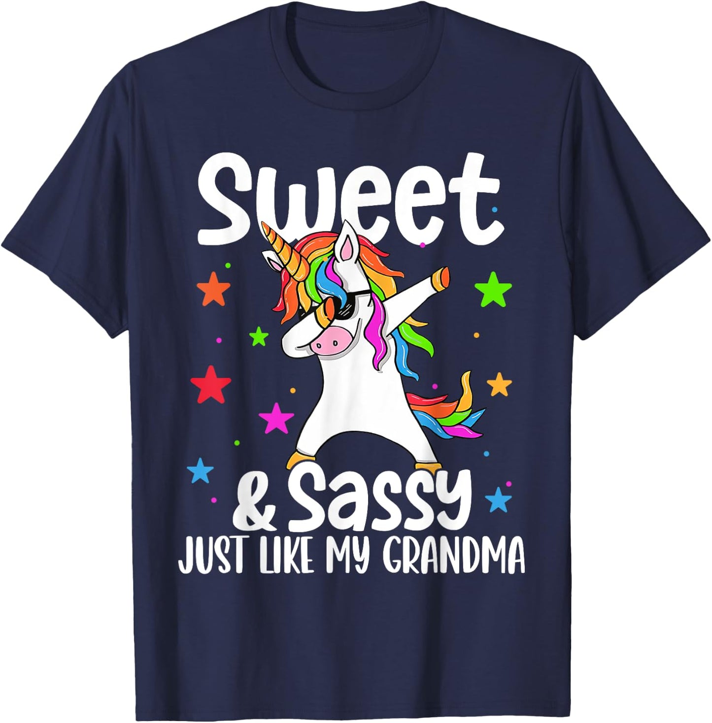 Sassy Like My Grandma Dabbing Unicorn Cute T-Shirt - T-Shirt | Navy