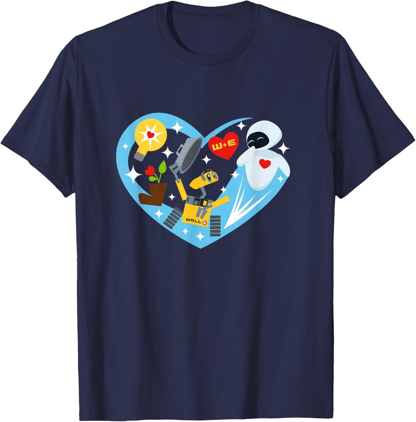 Disney and Pixar’s Wall-E and EVE Heart Valentine’s Day T-Shirt - T-Shirt | Navy
