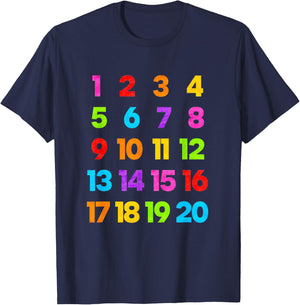 Counting 1-10 Learn to Count Number School Kids Teacher T-Shirt - T-Shirt | Navy