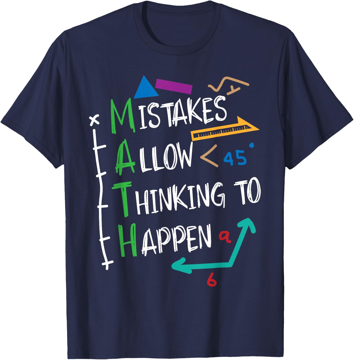 Mistakes Allow Thinking To Happen Math Teacher Student Men Women Girls Kids T-Shirt - T-Shirt | Navy