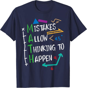 Mistakes Allow Thinking To Happen Math Teacher Student Men Women Girls Kids T-Shirt - T-Shirt | Navy