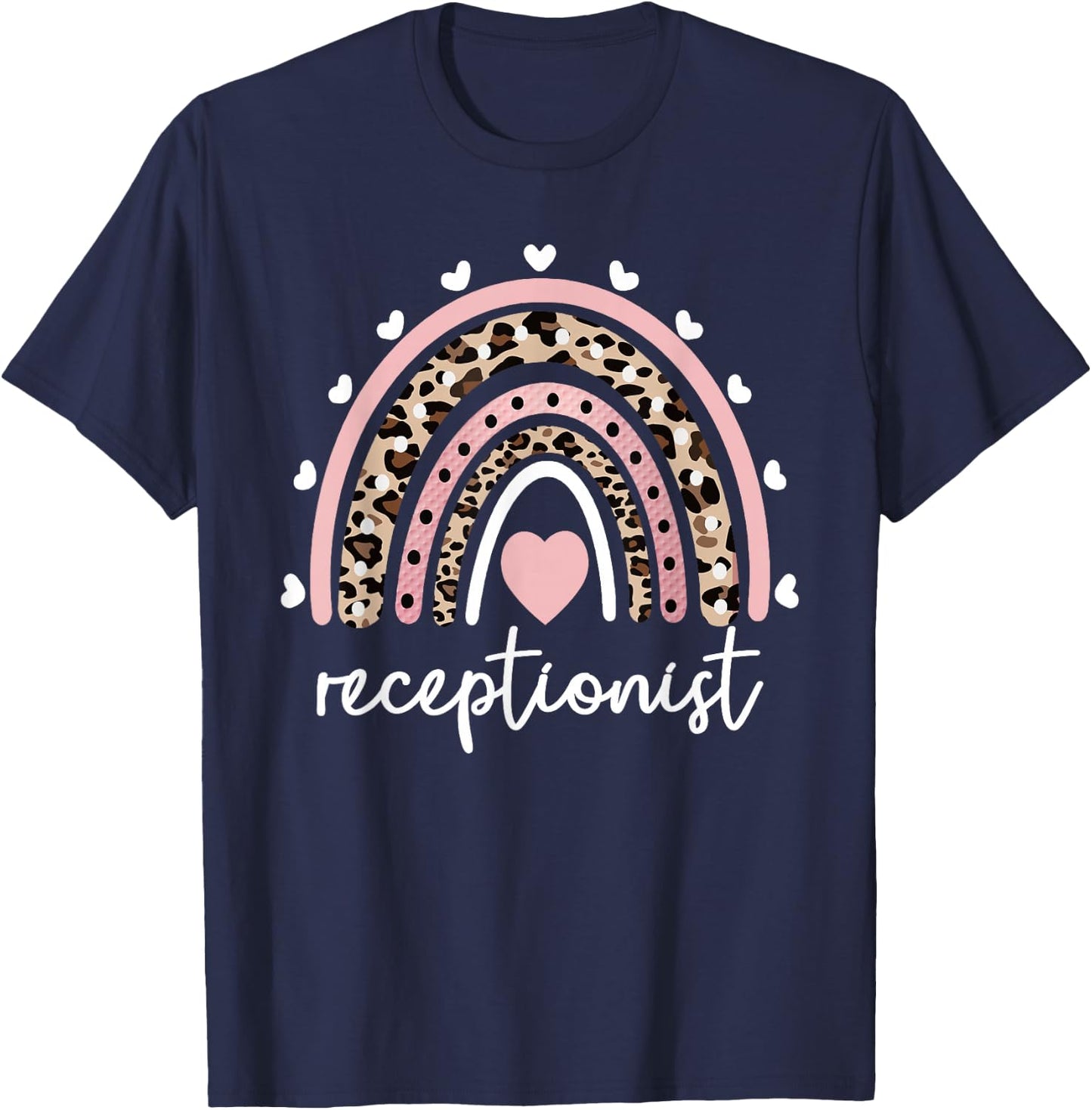 Receptionist Rainbow Reception Receptionist T-Shirt - T-Shirt | Navy