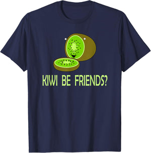 KIWI BE FRIENDS Fun Party Fruit Design T-Shirt - T-Shirt | Navy