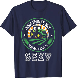 She thinks my tractor's sexy T-Shirt - T-Shirt | Navy