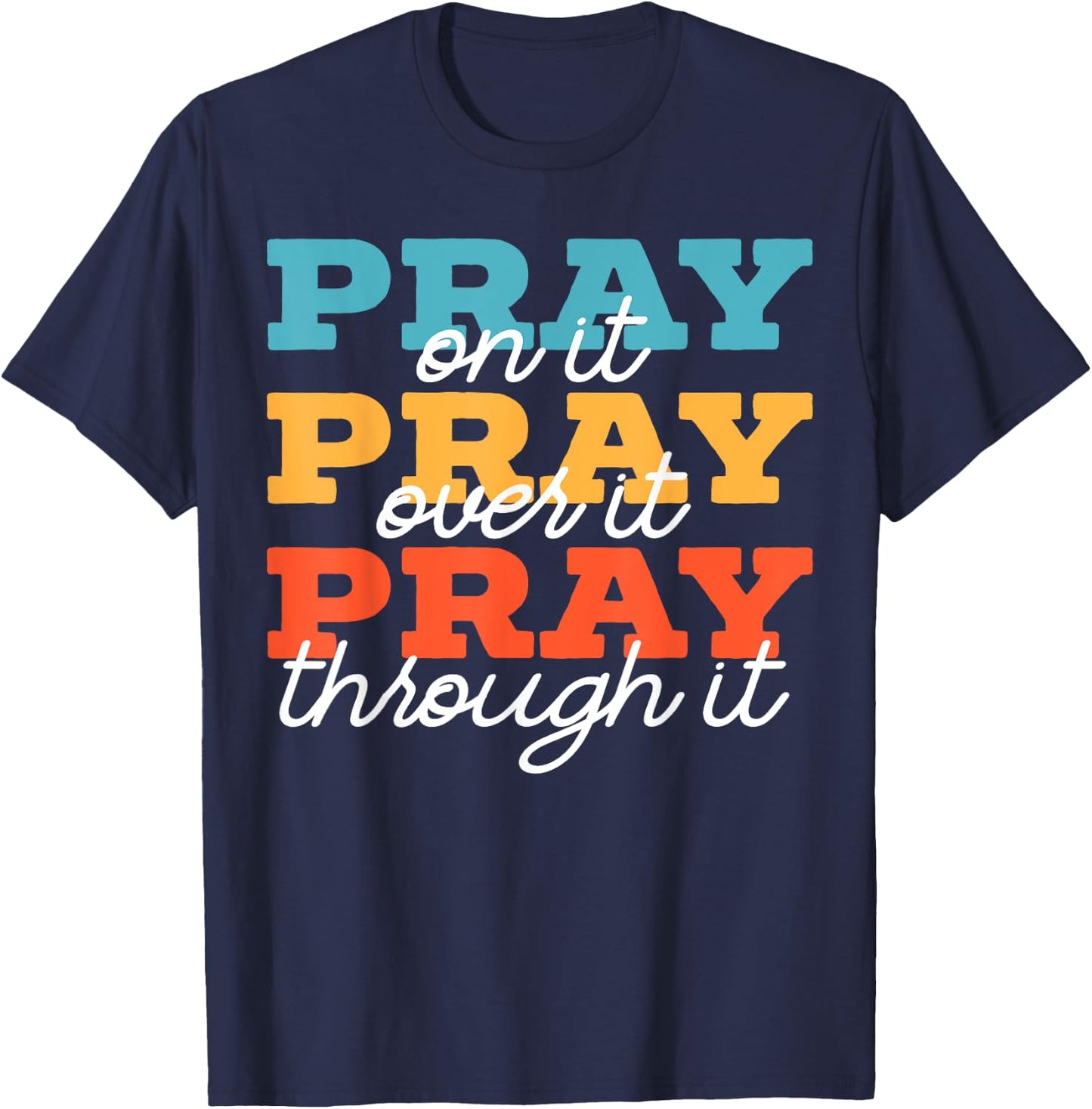 Religious Christian SteMi Apparel -Adults Black Modern Letter Print T-Shirt - T-Shirt | Navy