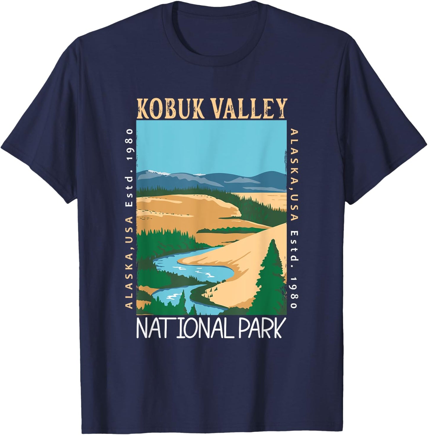 Kobuk Valley National Park Alaska Distressed Vintage T-Shirt - T-Shirt | Navy