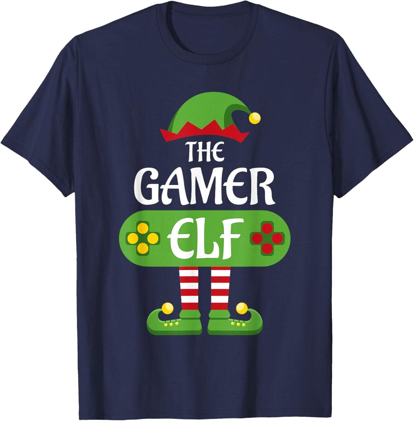 Gamer Elf Christmas Matching Group Family T-Shirt - T-Shirt | Navy