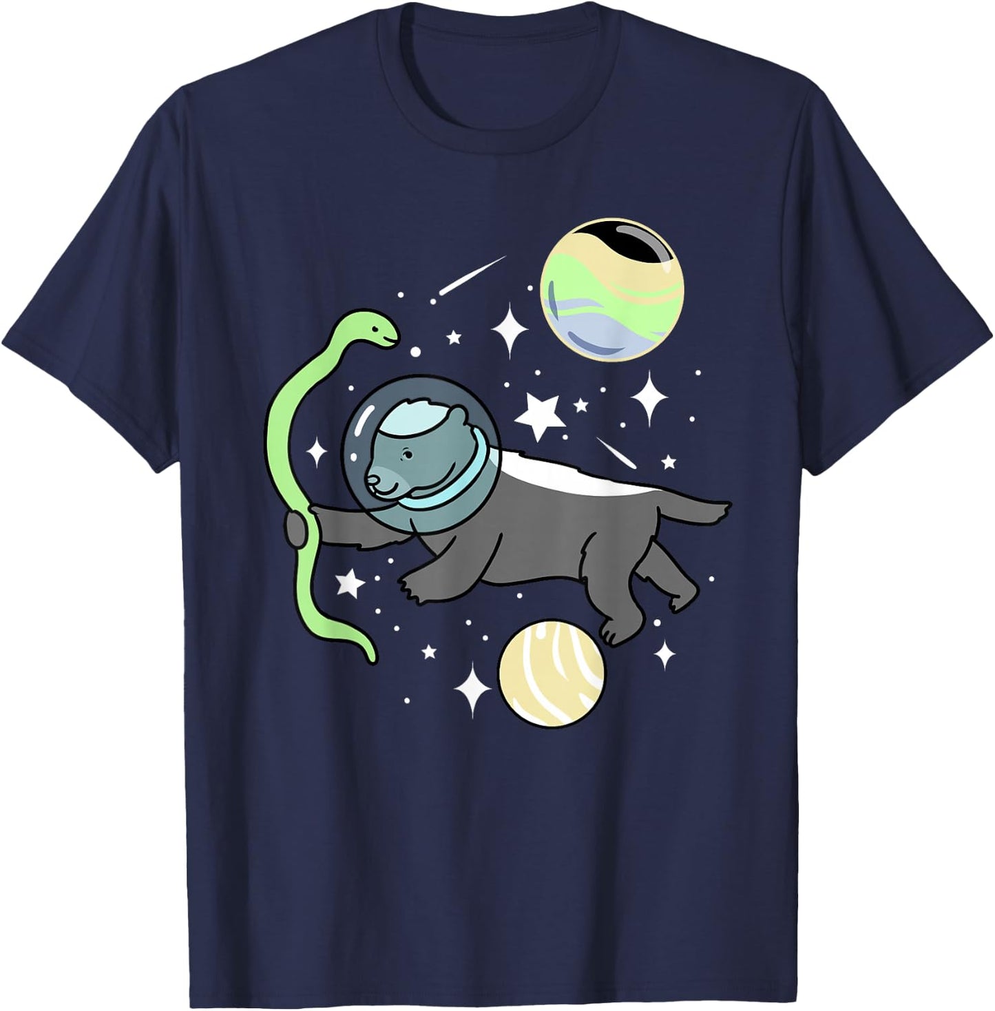 Honey Badger Astronaut Cassgender T-Shirt - T-Shirt | Navy