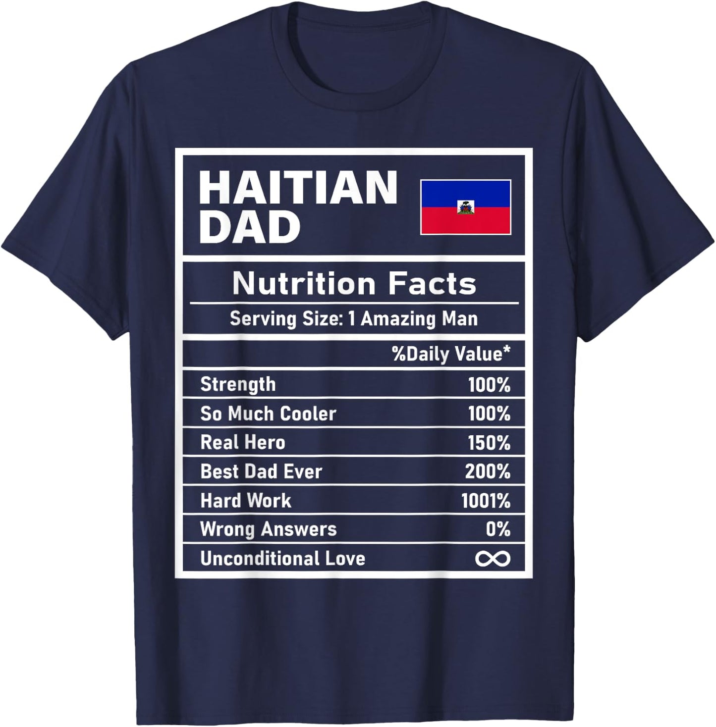 Haitian Dad Nutrition Facts Father's Day National Heritage T-Shirt - T-Shirt | Navy