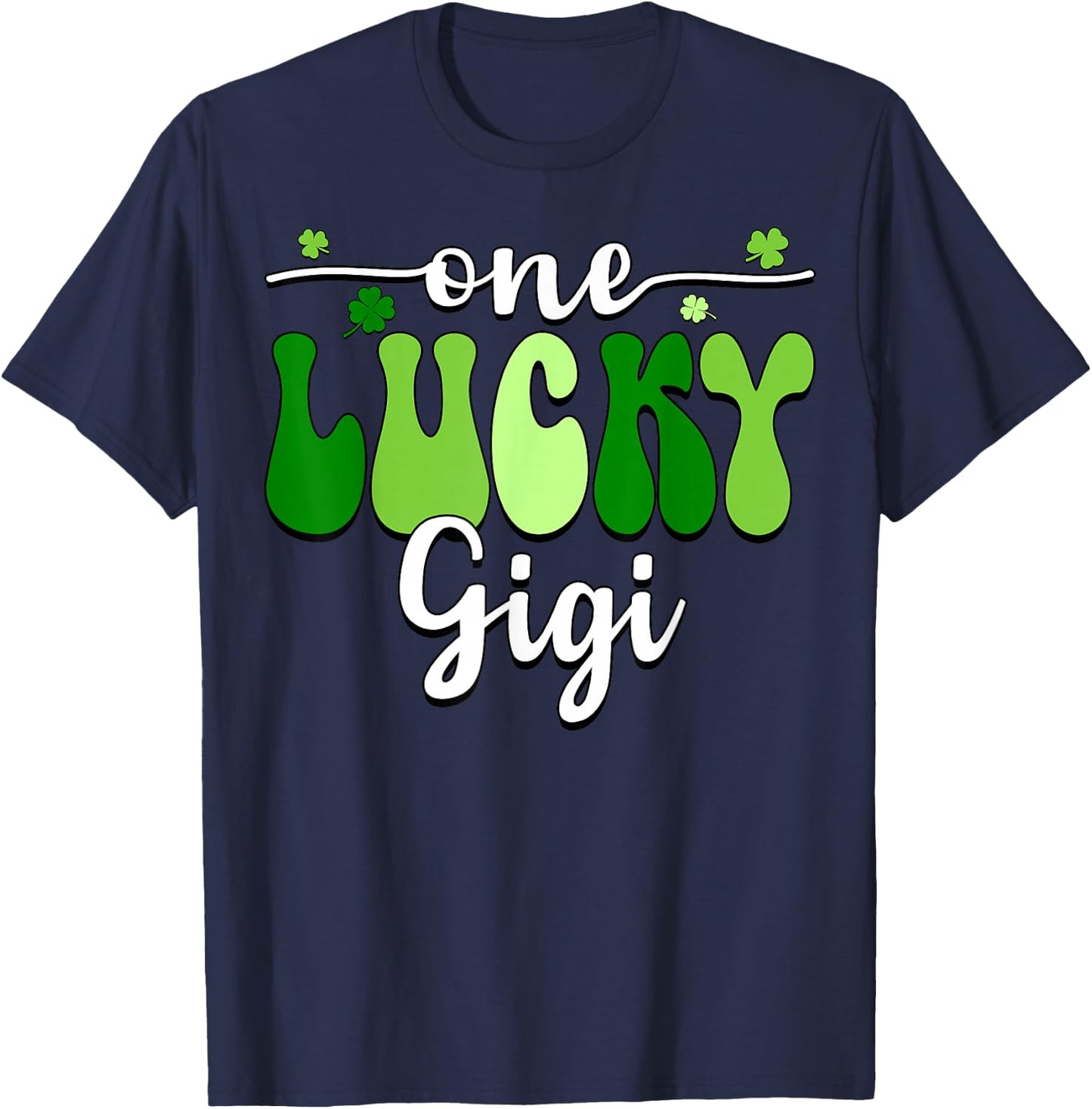 One Lucky Gigi Groovy Retro Gigi St Patrick's Day T-Shirt - T-Shirt | Navy