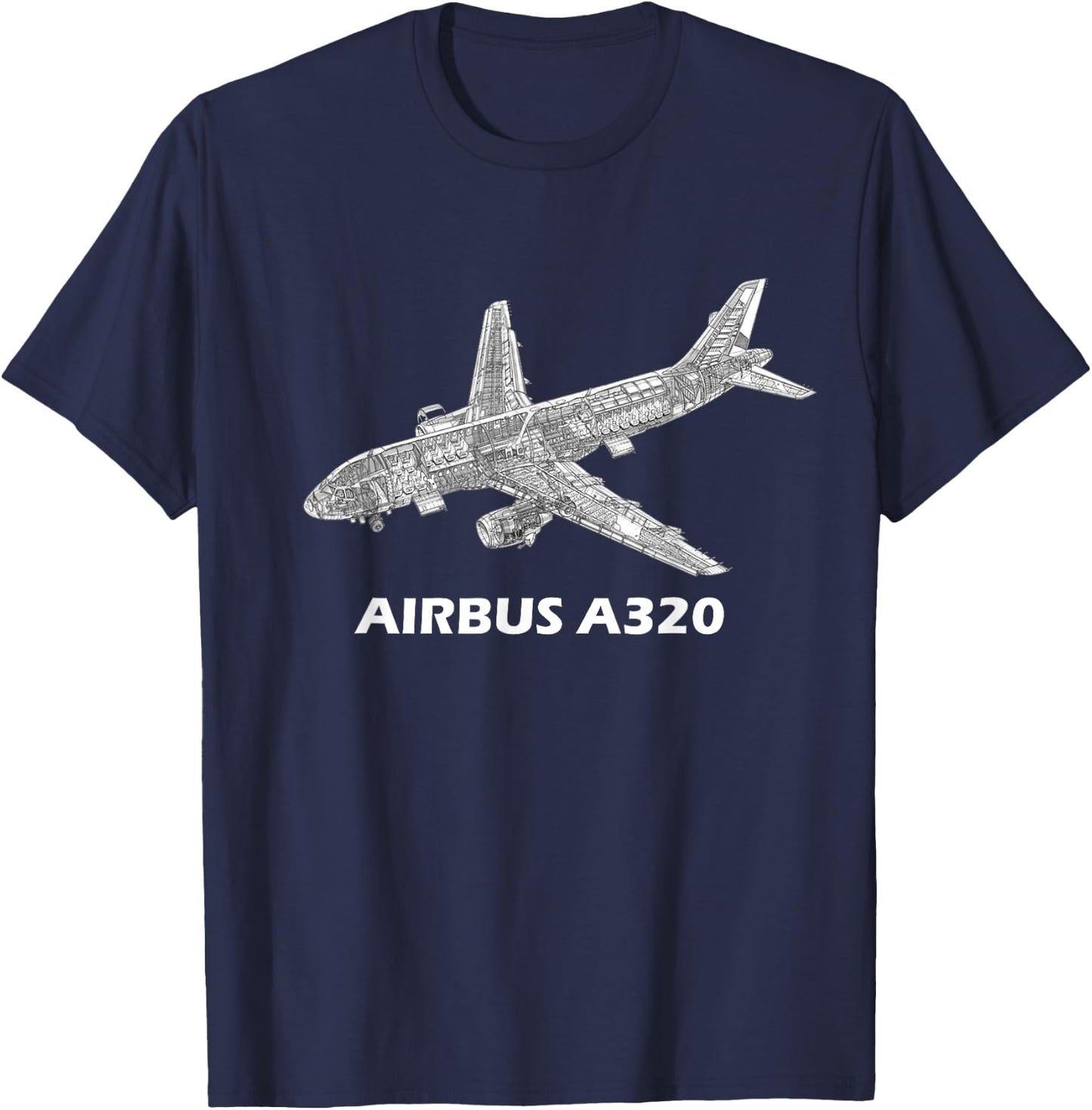 Airbus A320 Jet Airplane Cutaway Aviation Pilot Gift T-Shirt - T-Shirt | Navy