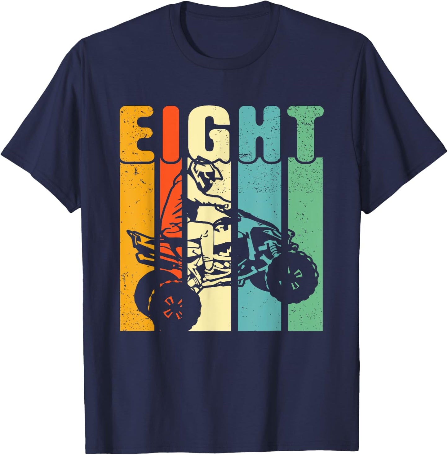8th Birthday ATV Off Road Four Wheeler Quad Bike Mud Racing T-Shirt - T-Shirt | Navy