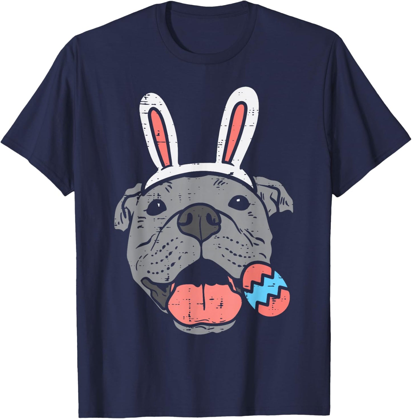 Easter Pitbull Bunny Face Pittie Dog Lover Men Women Kids T-Shirt - T-Shirt | Navy