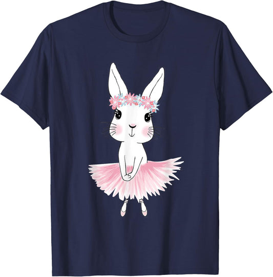 Sweet Dancing Ballerina Bunny Ballet Rabbit Girl For Kids T-Shirt - T-Shirt | Navy