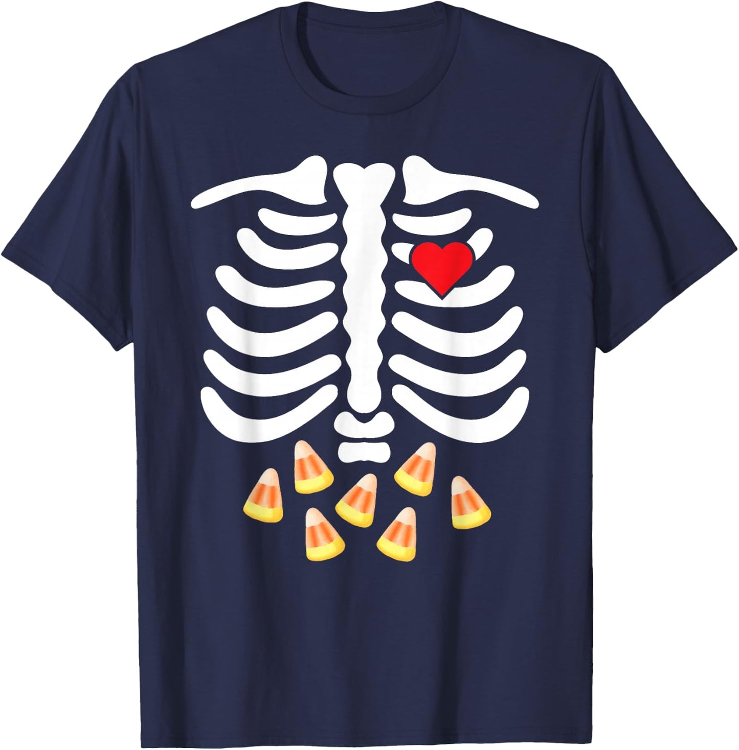 Halloween Skeleton Junk Food Belly Candy Corn T Shirt T-Shirt - T-Shirt | Navy