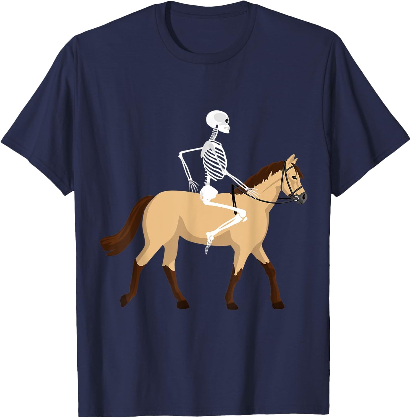 Skeleton Riding a Horse Funny Halloween Horse Lover Costume T-Shirt - T-Shirt | Navy