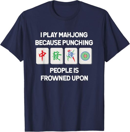 Funny Mahjong Punch China Game Gifts Women T-Shirt - T-Shirt | Navy