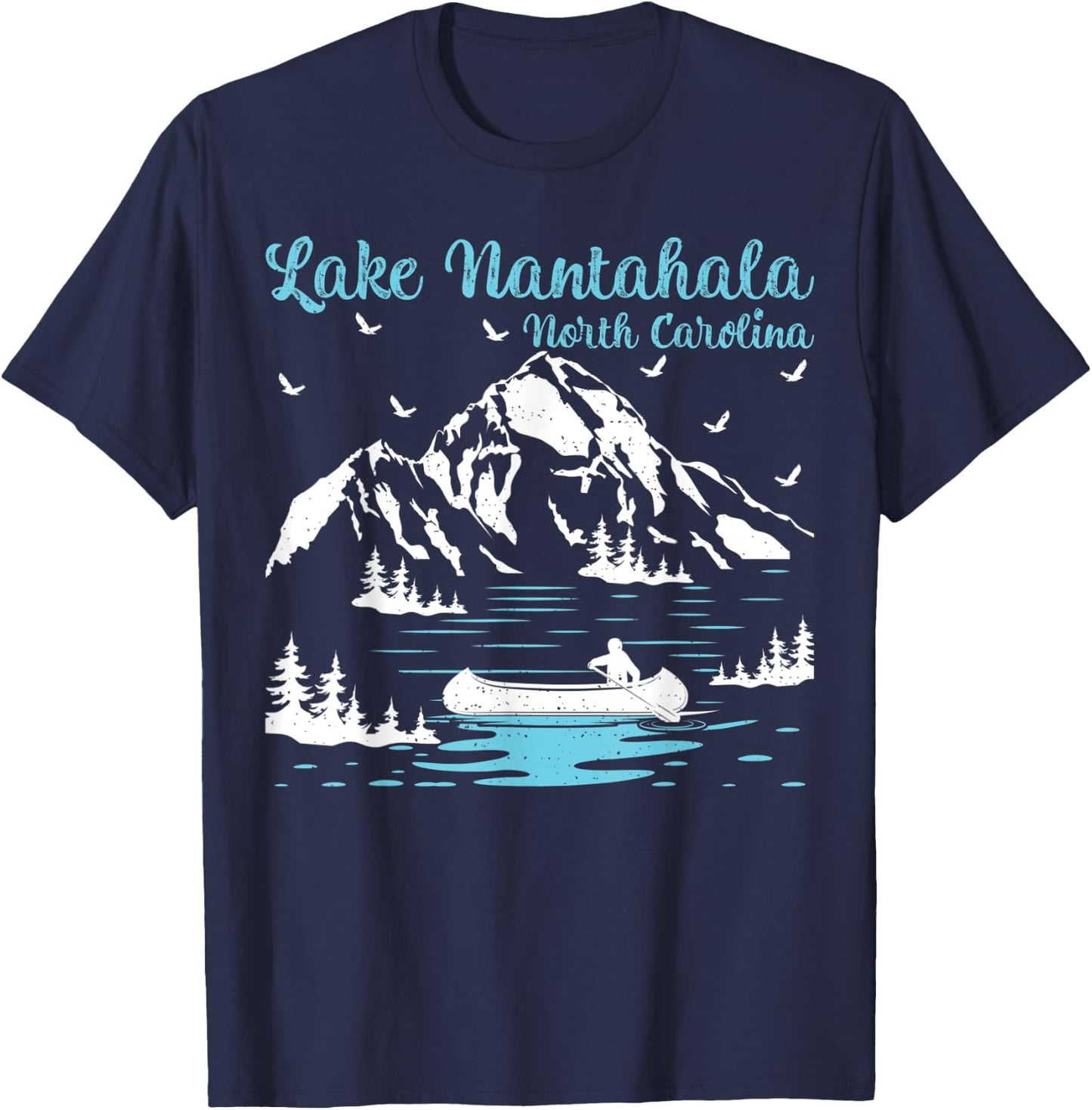Summer Vacation Retro North Carolina Lake Nantahala Women Kids T-Shirt - T-Shirt | Navy