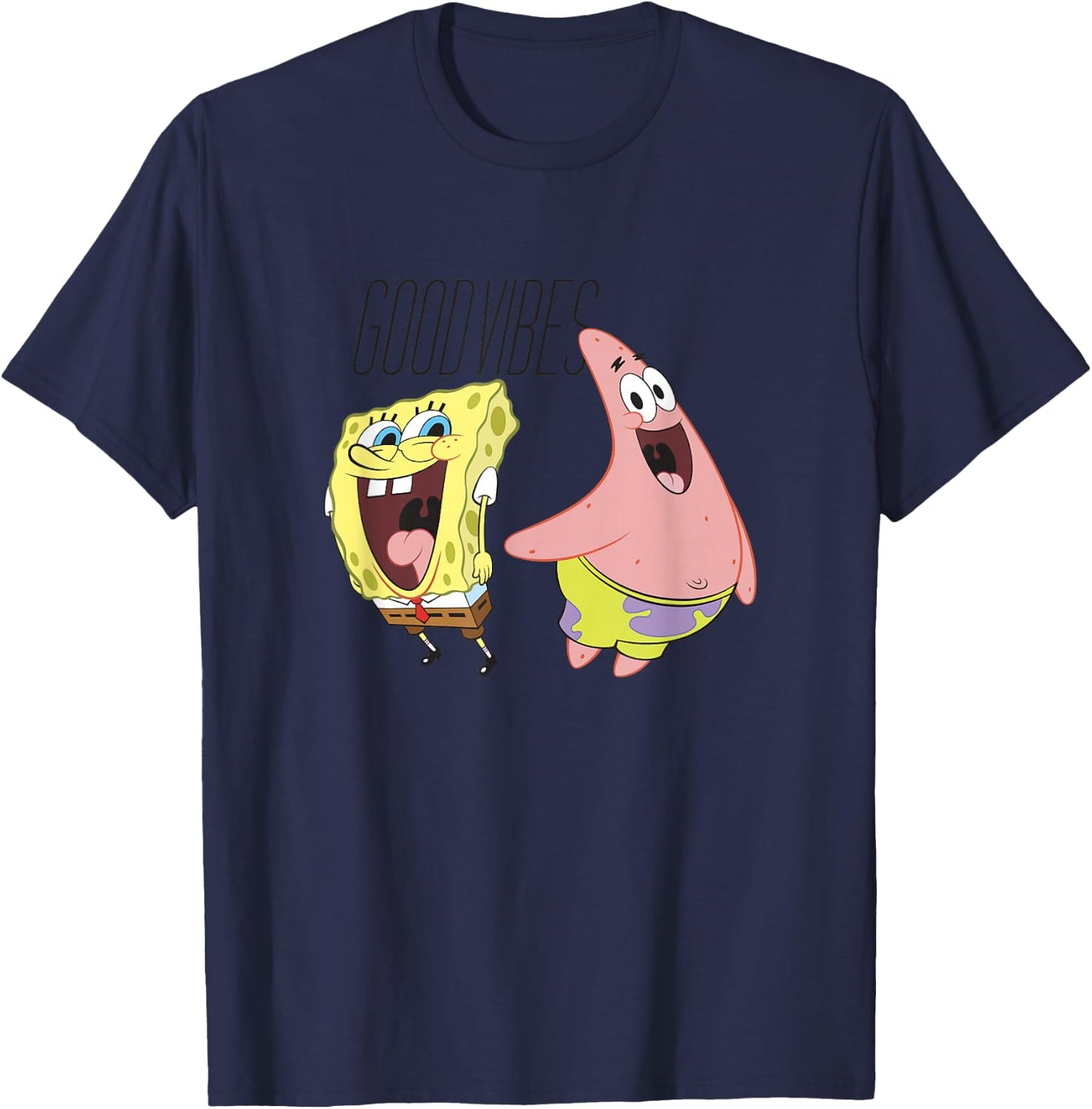 SpongeBob SquarePants Good Vibes SpongeBob & Patrick T-Shirt - T-Shirt | Navy