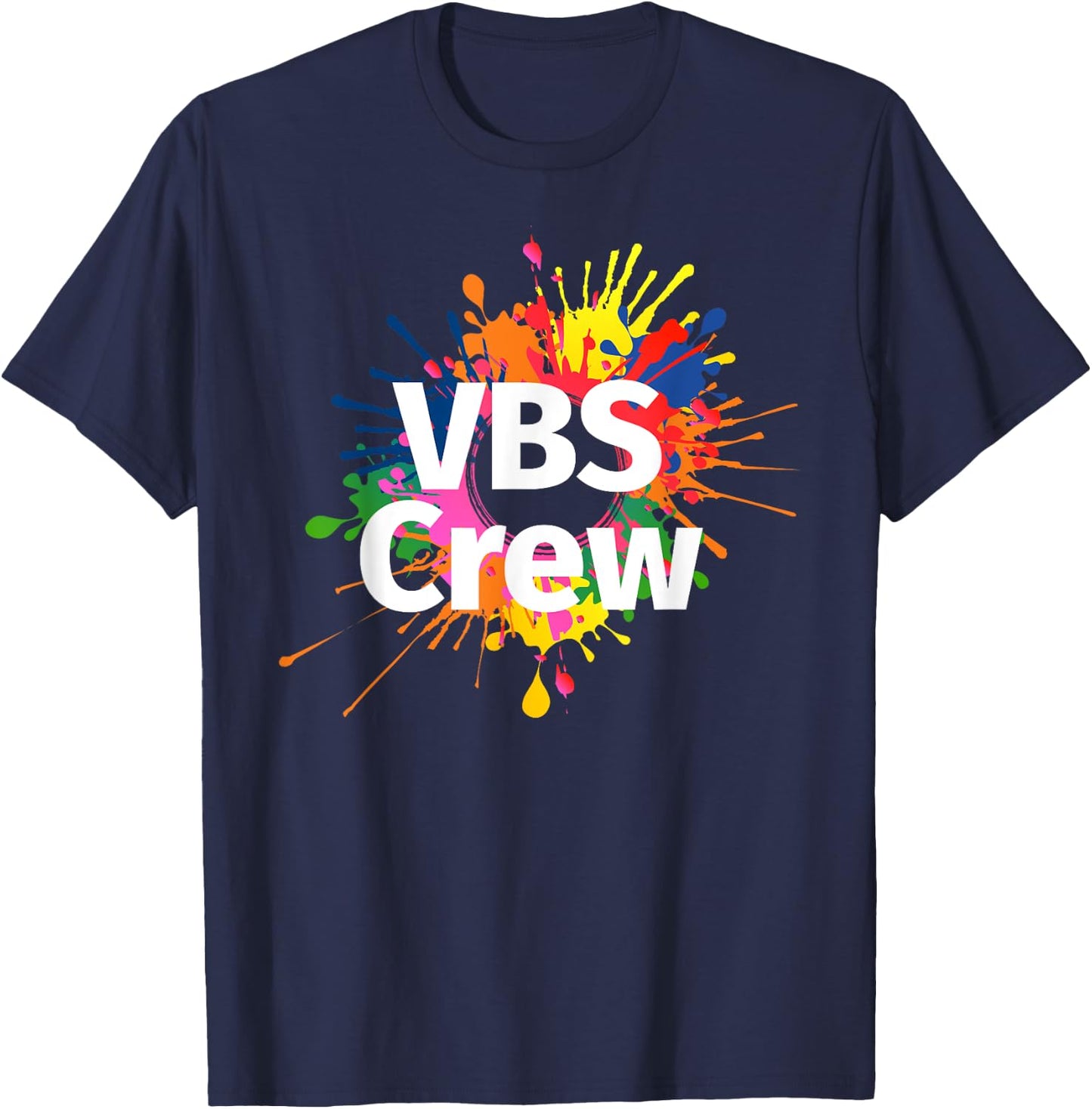 I Love VBS 2024 Crew Vacation Bible School Paint Splatter T-Shirt - T-Shirt | Navy