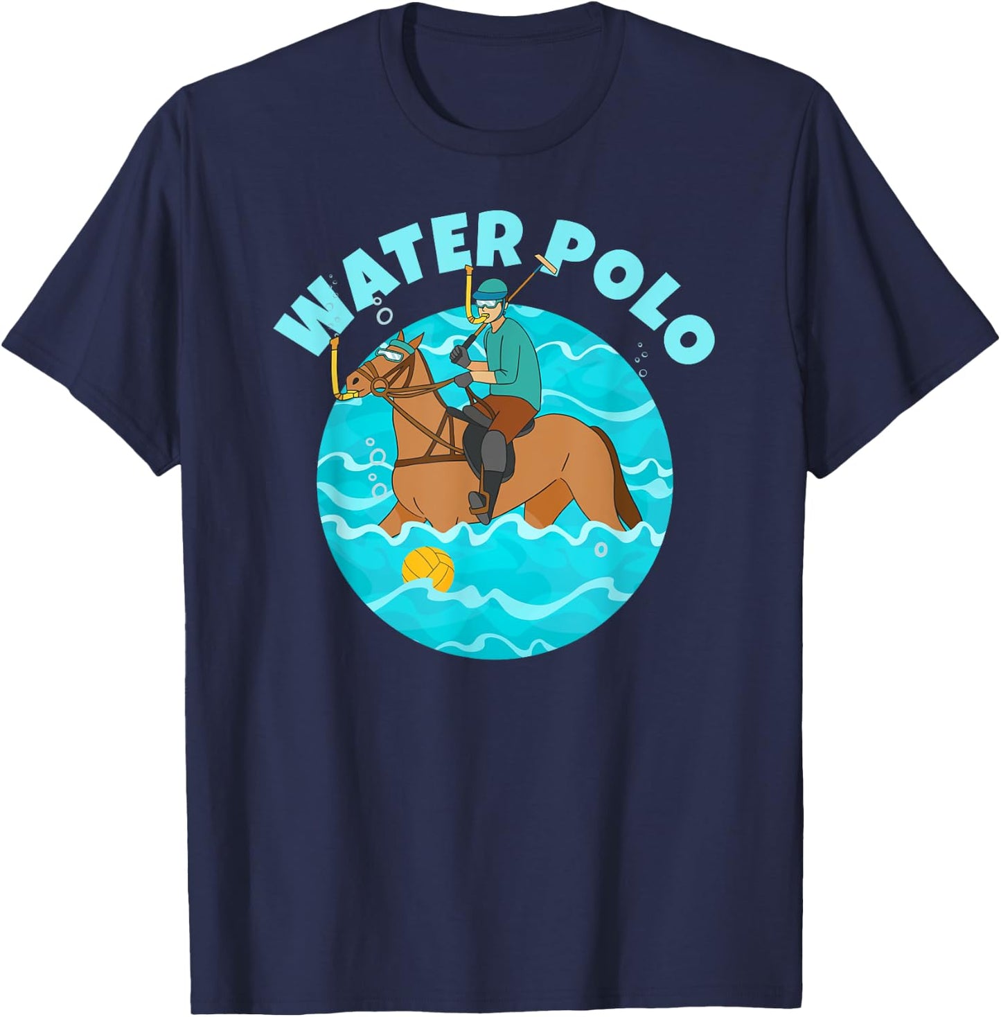 Water Polo Player on Horse Funny Water Polo T-Shirt - T-Shirt | Navy