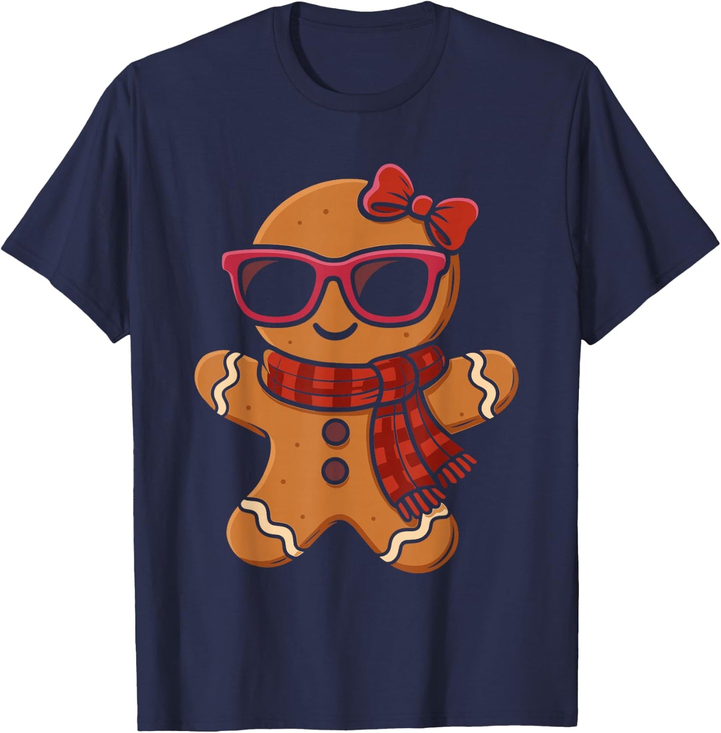 Cute Gingerbread Christmas Girls Xmas T-Shirt - T-Shirt | Navy