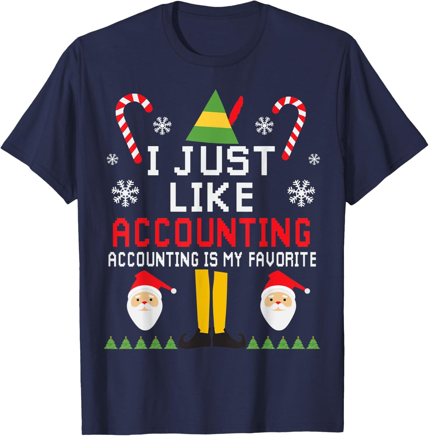 The Christmas Shop Accounting Christmas Graphic Shirt for Accountants, -Adults, Red, Small, , Classic Fit, Modern Ugly Sweater Style, Christmas, Celebration, Cotton, Polyester T-Shirt - T-Shirt | Navy