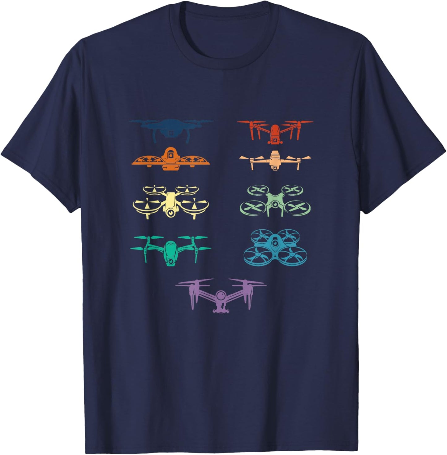 Vintage Drones Pilot Retro FPV Multicopter Quadcopter Racing T-Shirt - T-Shirt | Navy