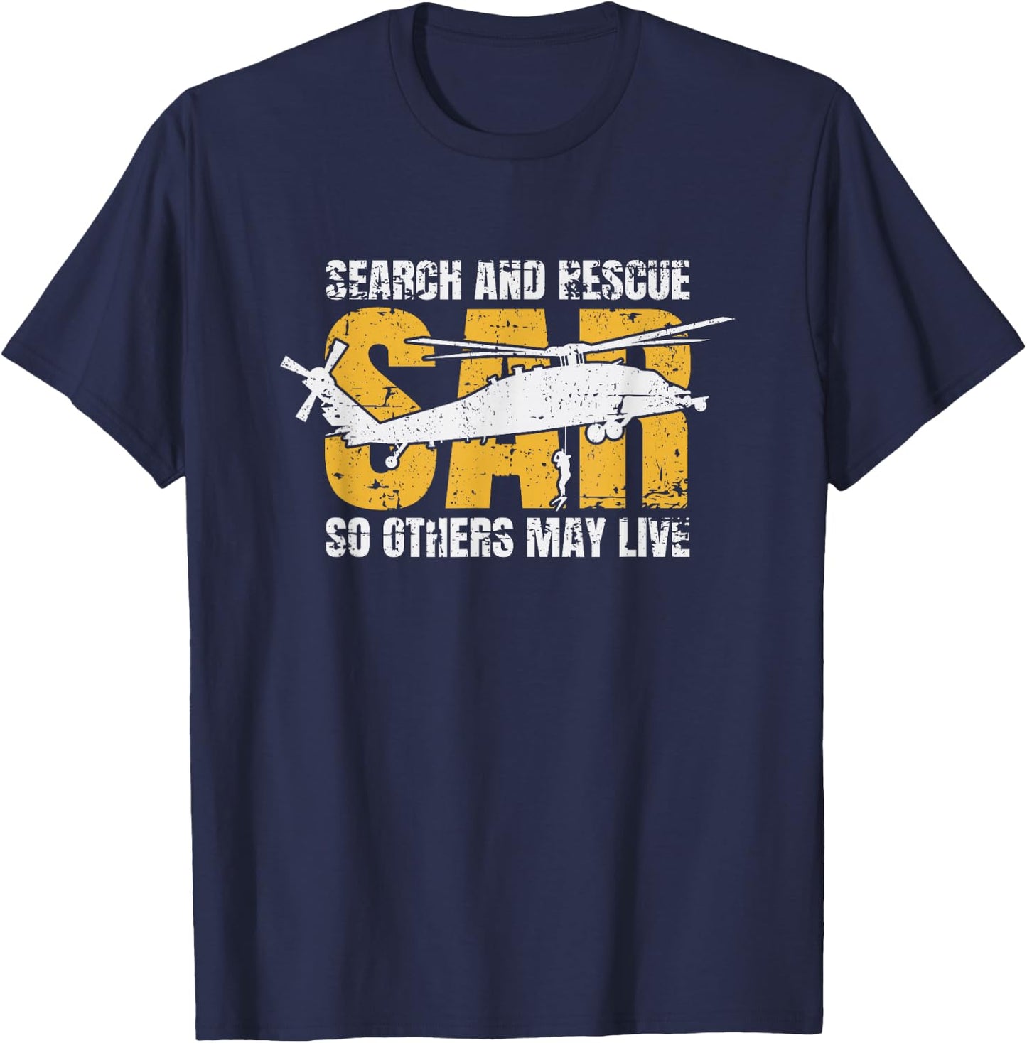 Search and Rescue Helicopter SAR Vintage Distressed Design T-Shirt - T-Shirt | Navy