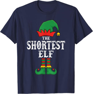 The Shortest Elf Christmas Pajama Idea Family Matching Funny T-Shirt - T-Shirt | Navy
