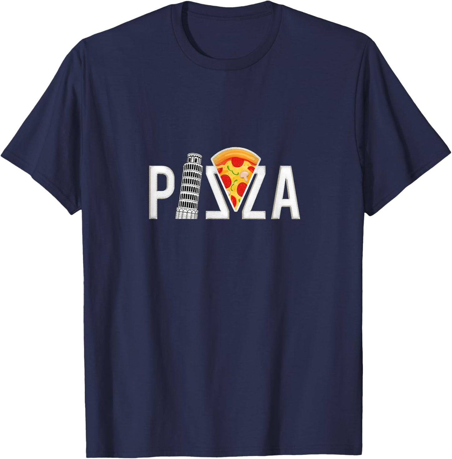 Pizza Pisa Tower, funny T-Shirt - T-Shirt | Navy