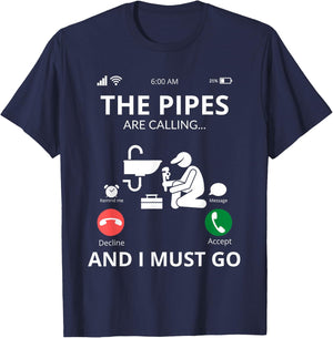 Plumbers Shirts - Call the Pipes T-Shirt - T-Shirt | Navy