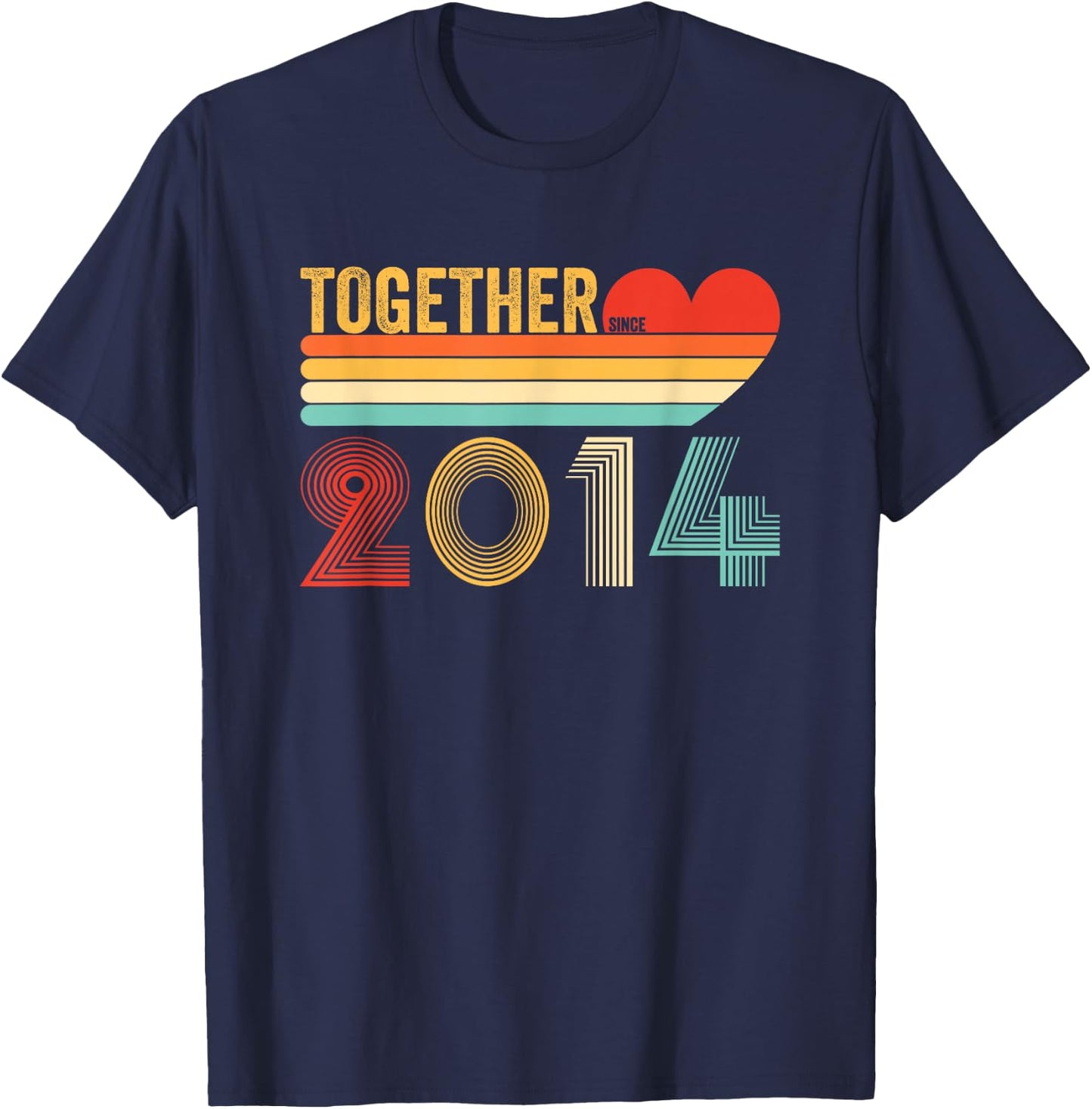 Together Since 2014 Couple Retro Anniversary Shirt T-Shirt - T-Shirt | Navy
