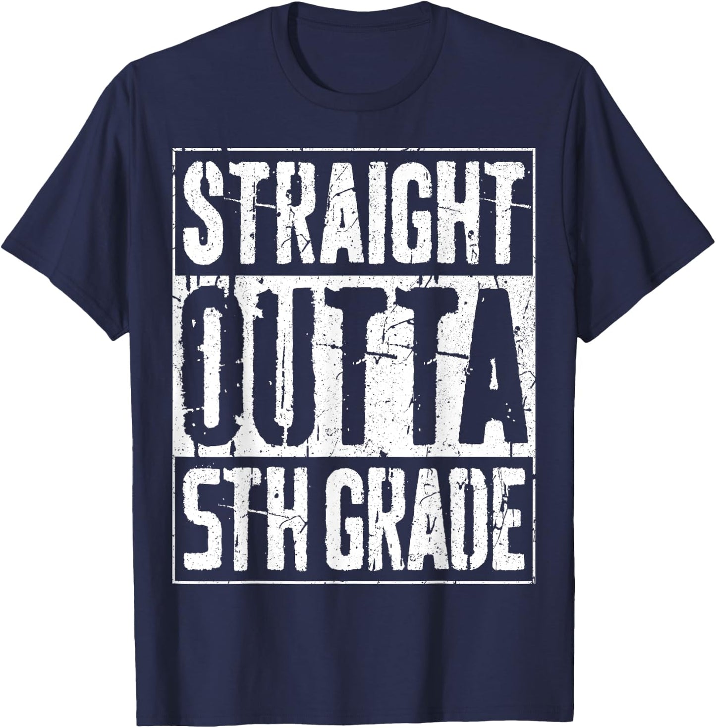 Straight Outta 5th Grade Shirt Kids Fifth Grade Graduation T-Shirt - T-Shirt | Navy
