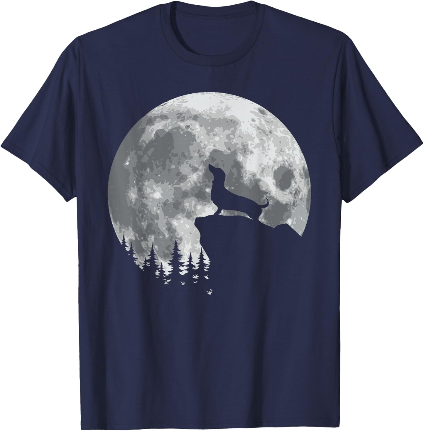 Funny Howling Dachshund Full Moon Wiener Dog Vintage Design T-Shirt - T-Shirt | Navy