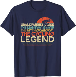 Vintage Cycling Grandpa The Man The Myth The Legend Cyclist T-Shirt - T-Shirt | Navy