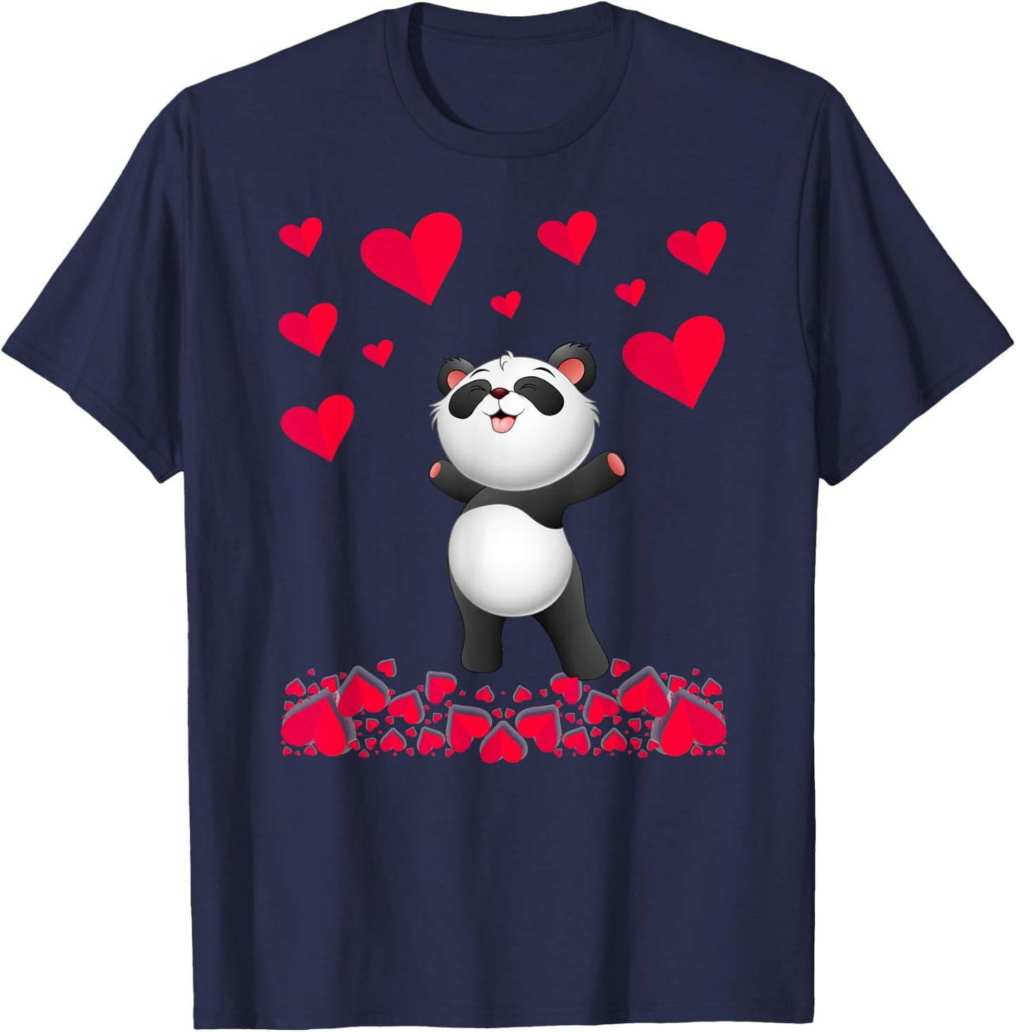 Panda Shirt and Girls | Valentine's Day Panda T-Shirt - T-Shirt | Navy