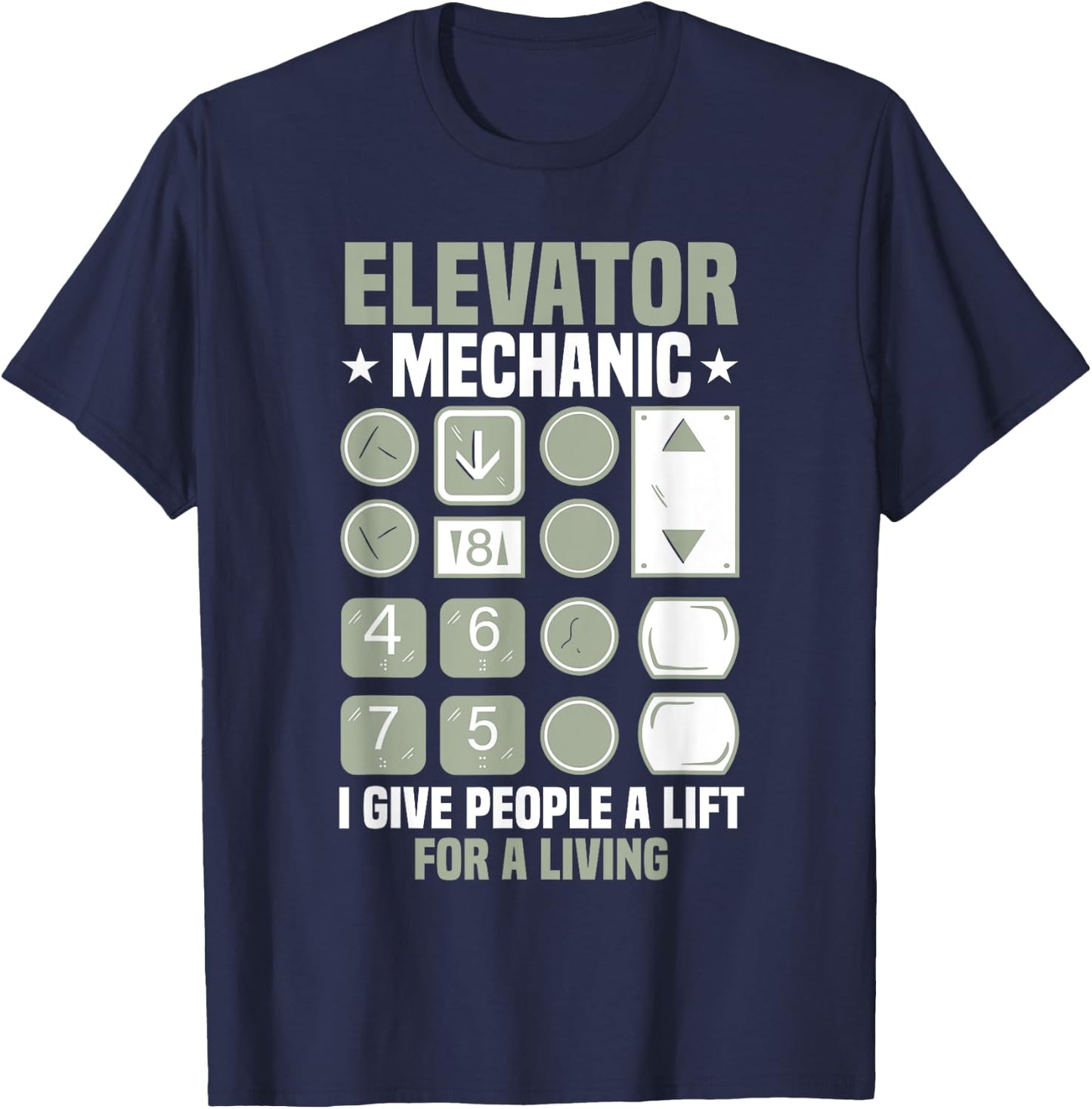 Elevator Mechanic Elevator Technician T-Shirt - T-Shirt | Navy